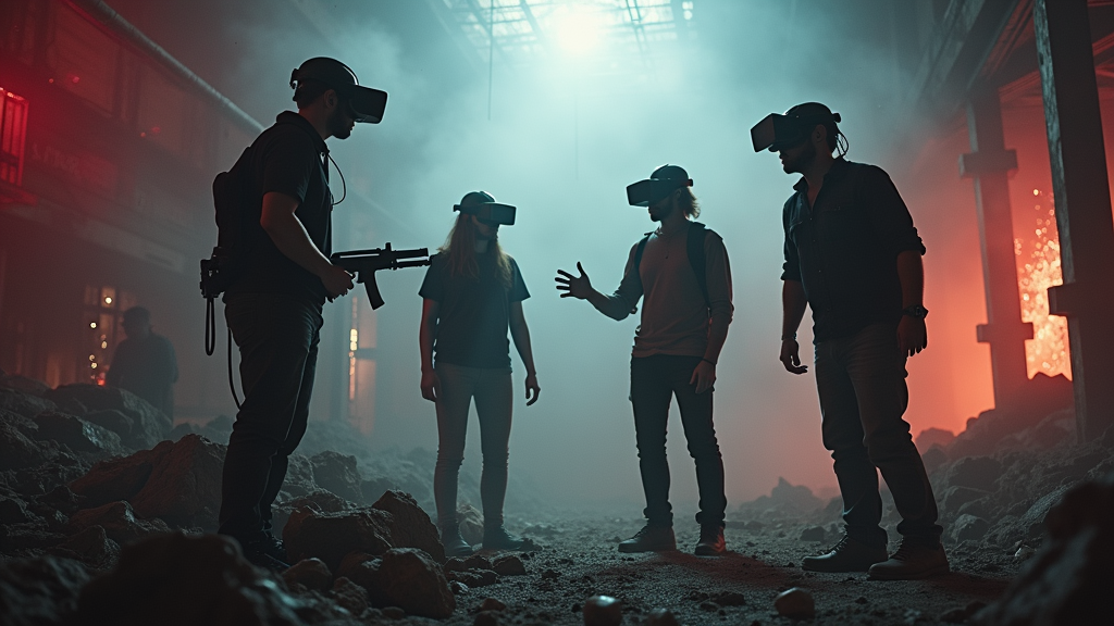 Grupo familiar disfrutando actividades de VR para familias en Barcelona