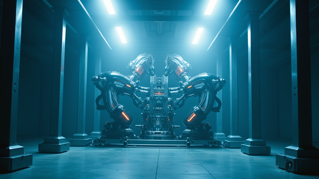 Ilustración conceptual de un robot humanoide avanzado en un entorno de trabajo