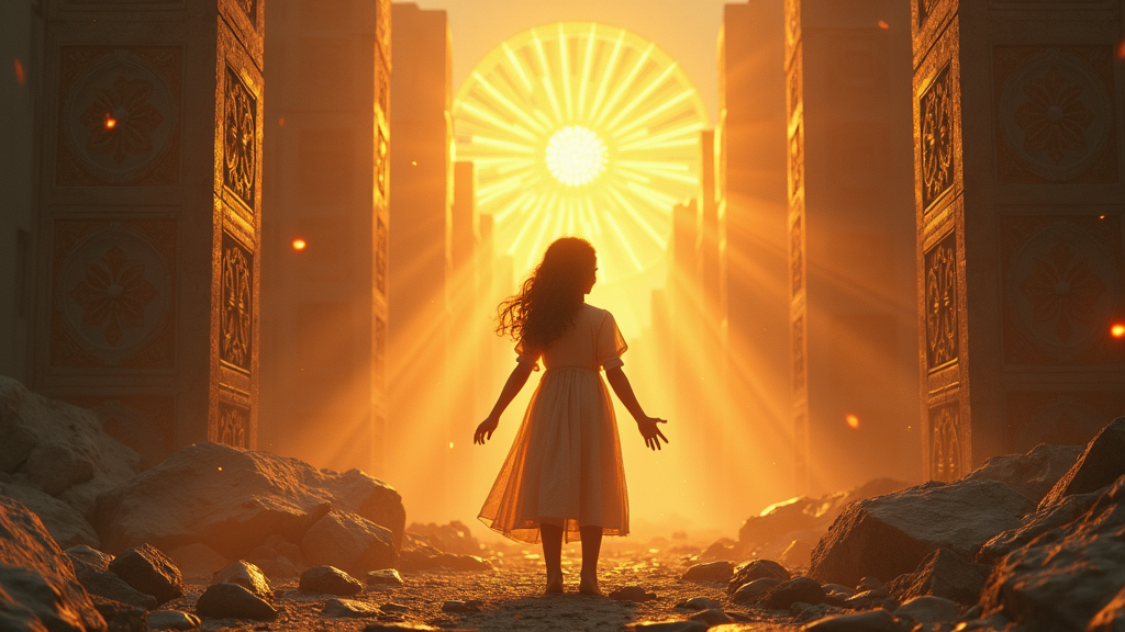 Mia explorando las ruinas de Zoria