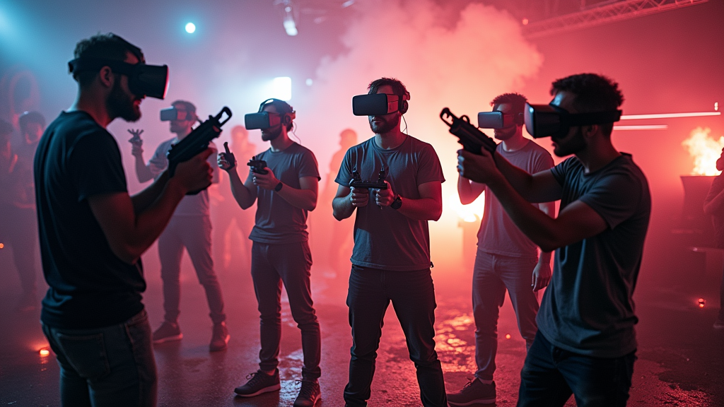 Grupo disfrutando del modo multijugador de The Shooter Experience VR