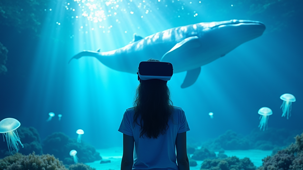 Encuentro con ballena al bucear con realidad virtual en The Blu
