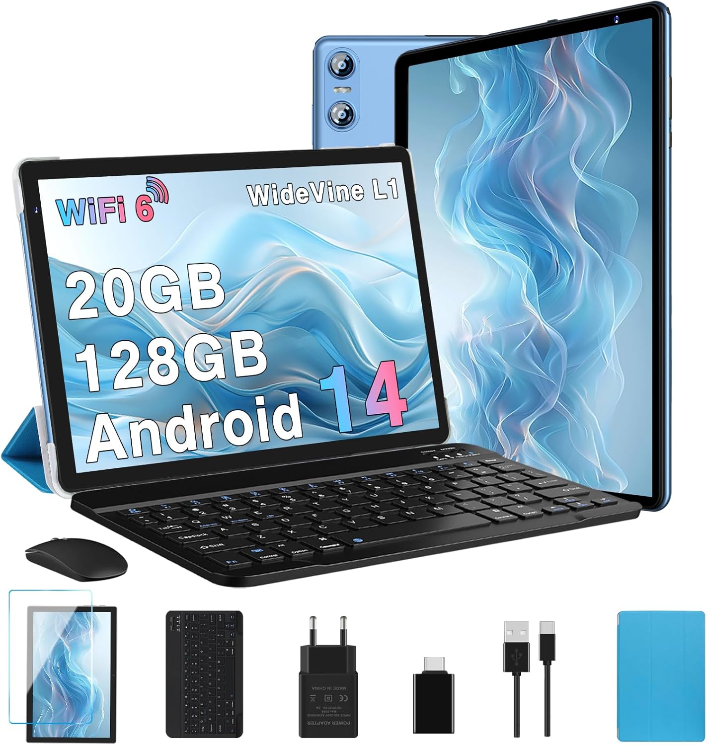 Tablet 10 Pulgadas Android 14 con teclado y ratón