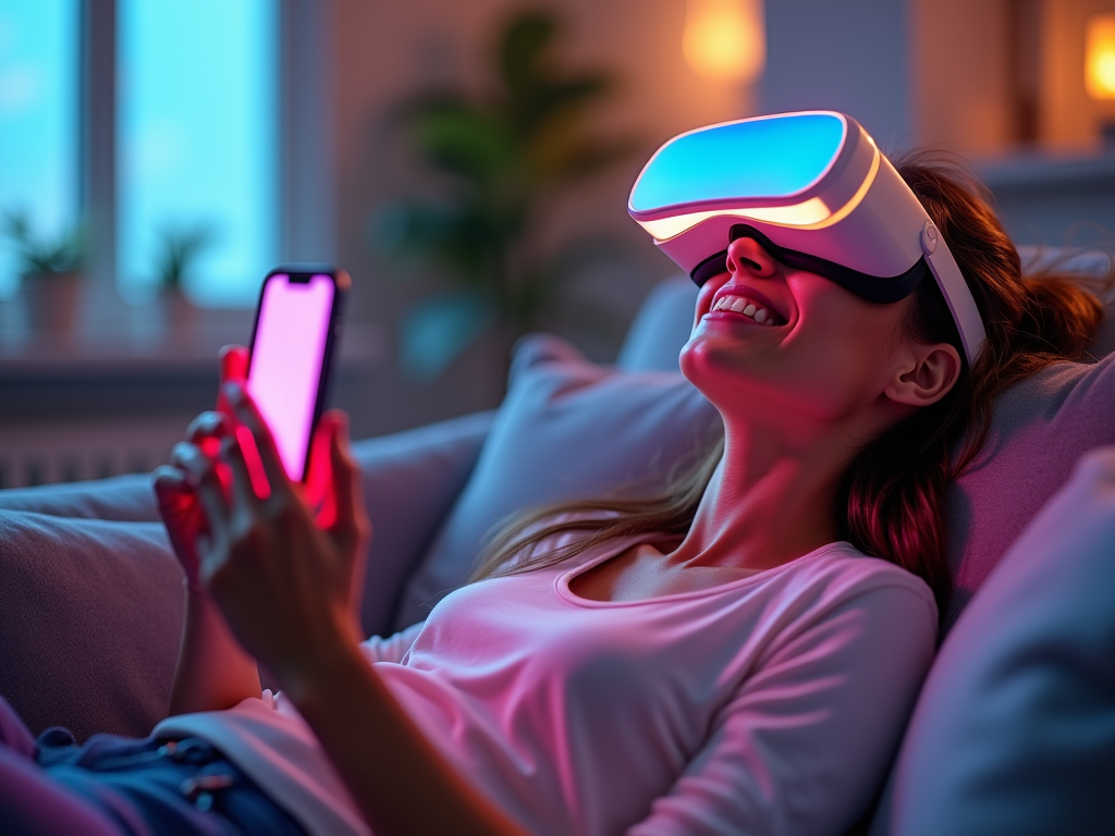 Usuario disfrutando de una experiencia inmersiva con gafas VR