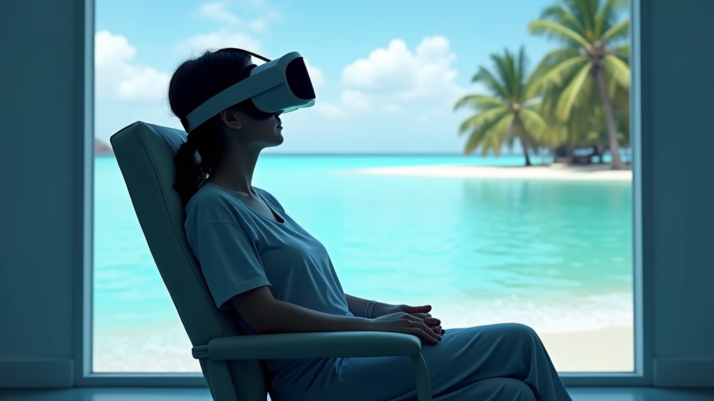 Paciente usando gafas de realidad virtual