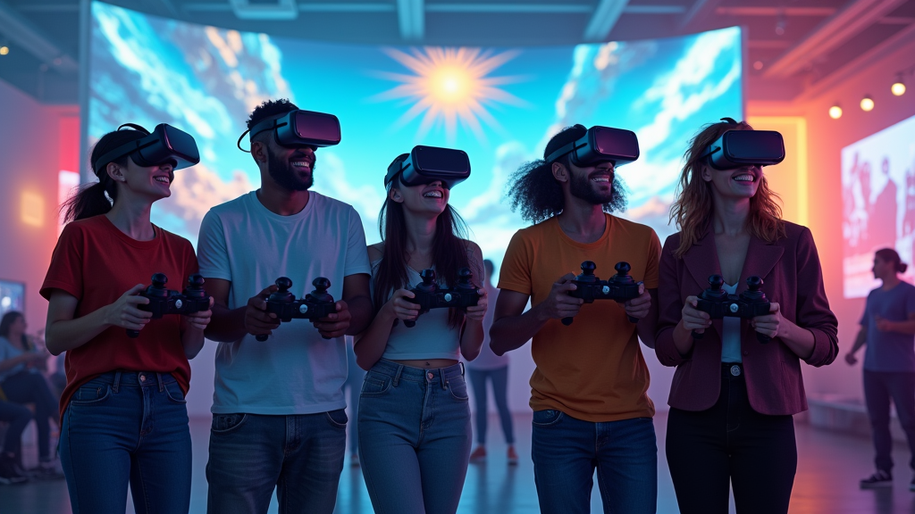 Grupo preparándose para la experiencia JUMPERS VR