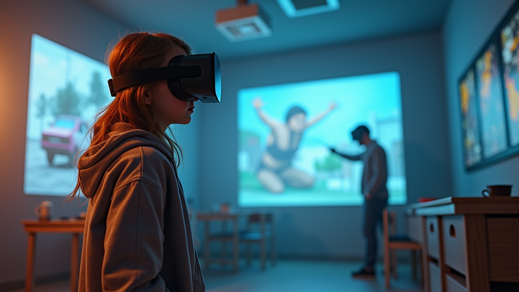 Jóvenes estudiantes de la UTTN discutiendo su experiencia VR para sensibilización