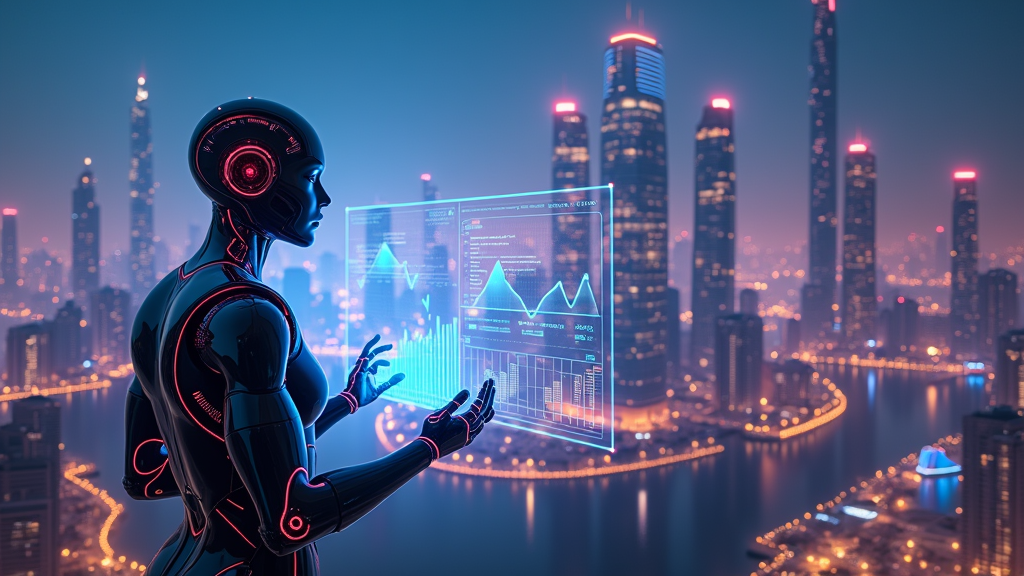 Ilustración de circuitos y nodos representando la IA en Fintech y la transformación digital financiera.