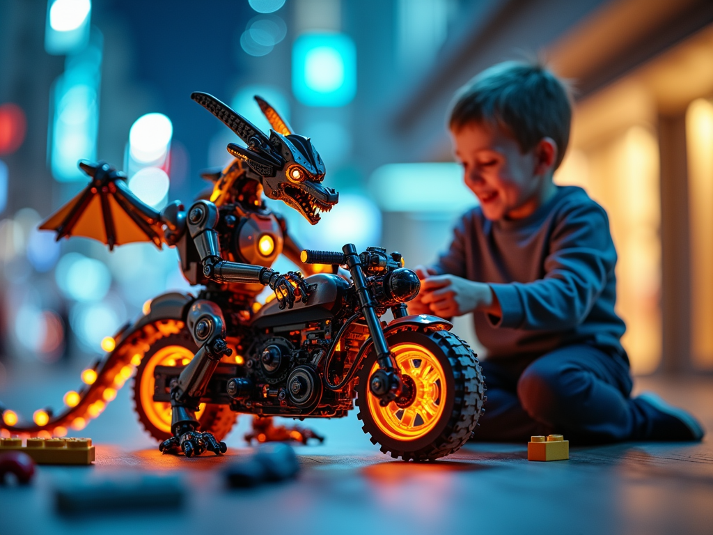 Niño jugando con el Technic Robot Transformable de Sillbird
