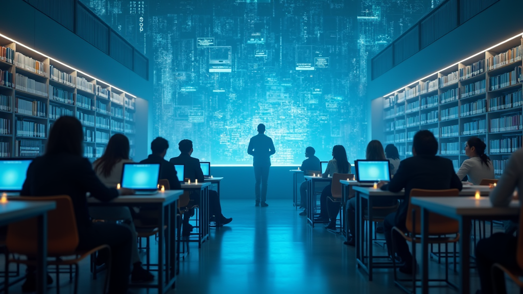 Profesores universitarios y expertos debatiendo sobre estrategias de IA y los desafíos éticos en la educación superior