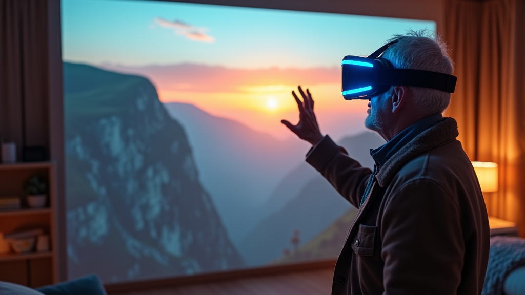 Ilustración de un pingüino en un reportaje sobre VR para mayores, destacando el caso de la Residencia Santísima Trinidad