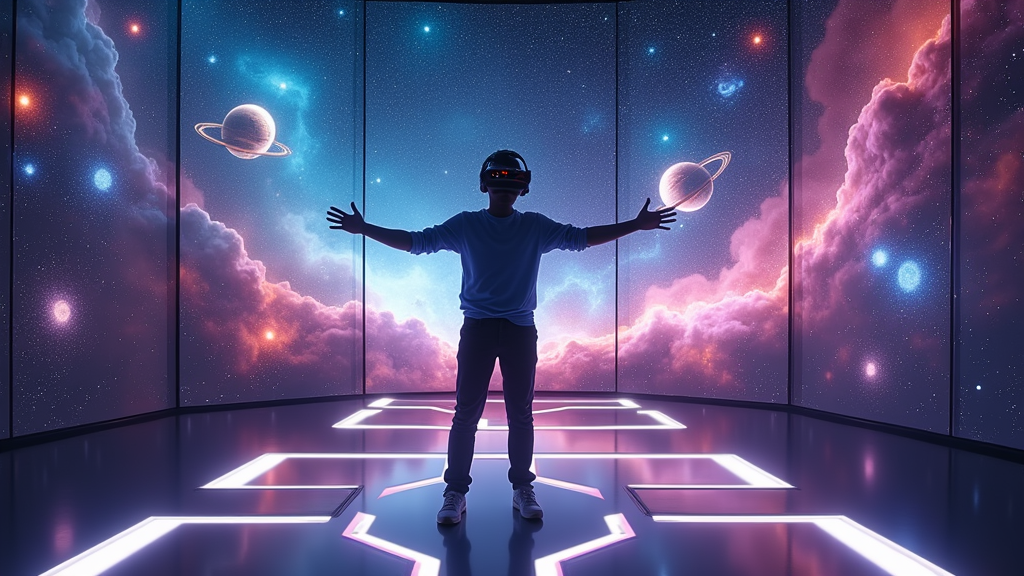 Vista de la Tierra desde una simulación VR en el espacio