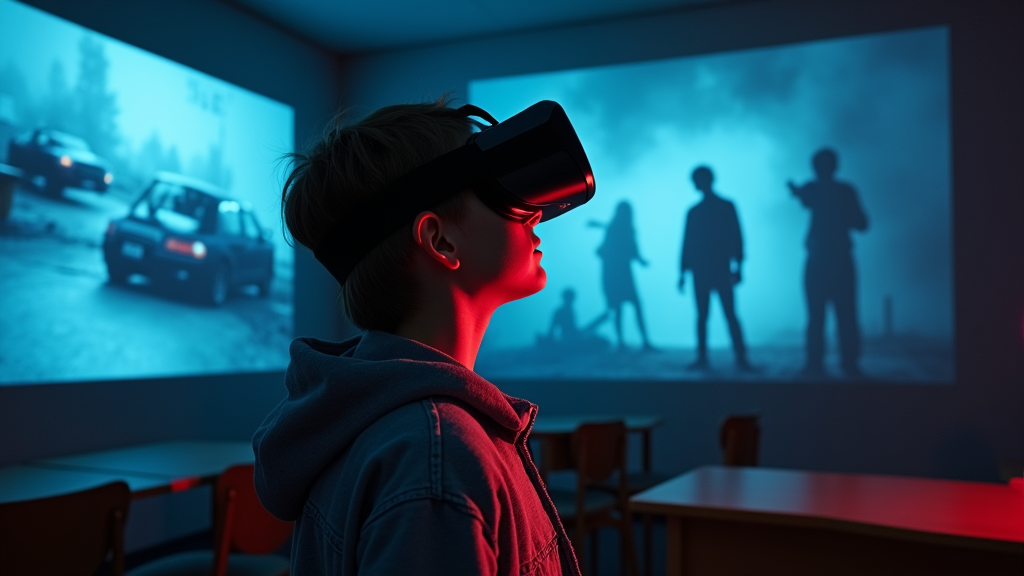 Estudiante de la UTTN usando gafas VR para sensibilización sobre riesgos