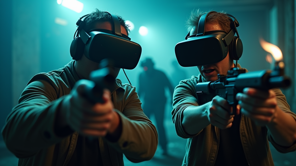 Sala de juego equipada para la experiencia realidad virtual Barcelona Propagation VR en Virtua, mostrando el espacio y la tecnología