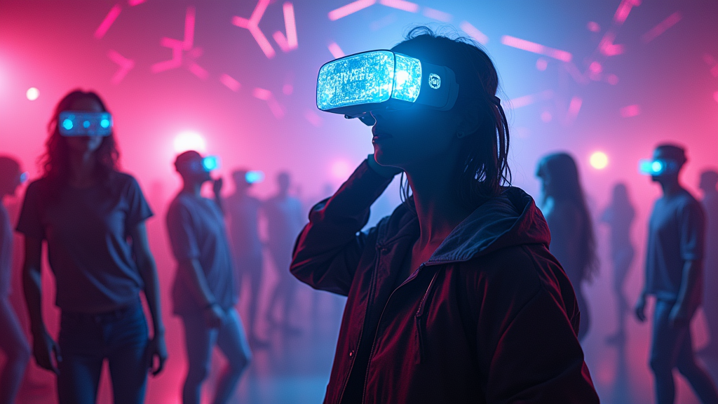 Ilustración de los riesgos asociados a las Raves Metaverso y su impacto en la Salud Mental