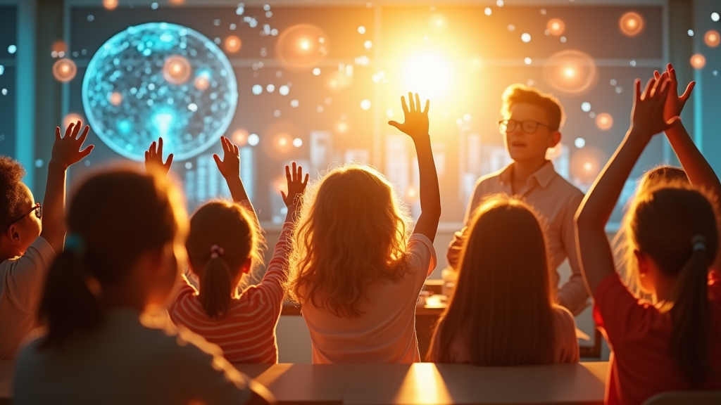 Diagrama ilustrando los beneficios de incorporar la IA en educación primaria, como el fomento de habilidades STEAM y el pensamiento crítico.