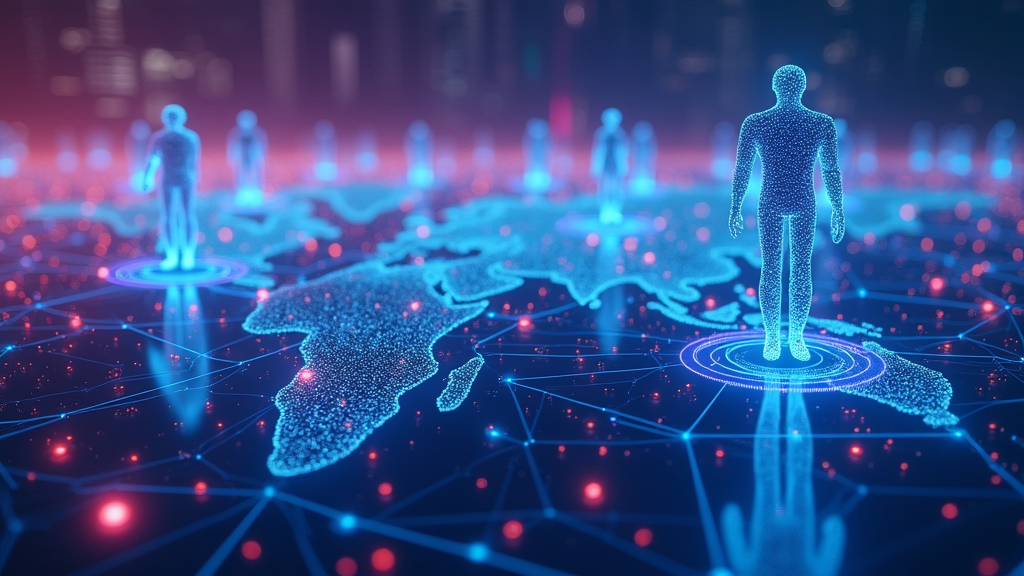 Ilustración conceptual de un sistema inteligente simbolizando la IA agéntica y la transformación empresarial.