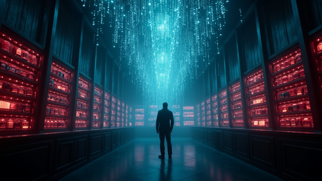 Ilustración que representa la tensión legal entre herramientas de IA generativa y la industria del cine por la propiedad intelectual, ligada a la Demanda IA derechos autor Hollywood.