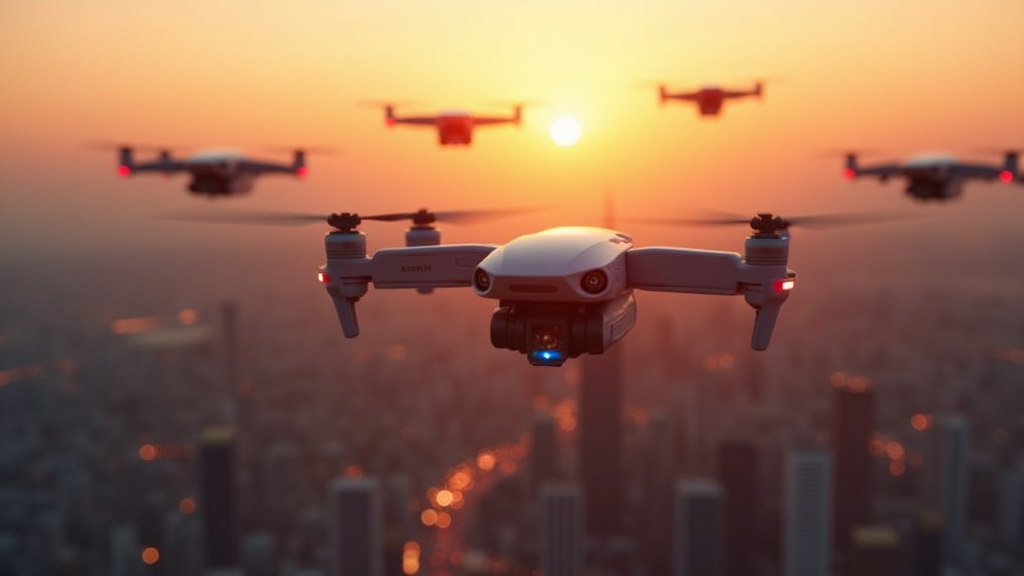 Ilustración conceptual de drones avanzados con IA Lantronix Aerora Edge AI Drones Vigilancia en operación