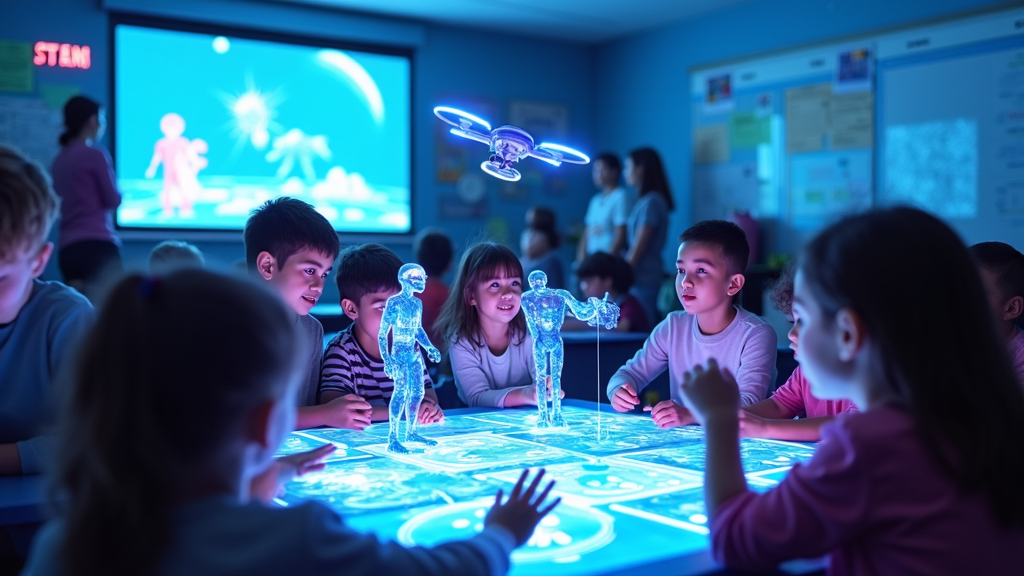 Niños participando activamente en un taller del Programa Robótica Verano Niños Asheboro, interactuando con componentes robóticos.