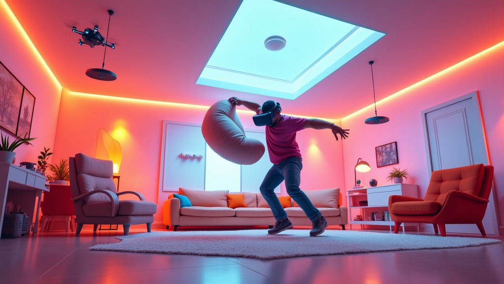Escenario inicial de Furniture Toss VR, un aspecto clave en este análisis.