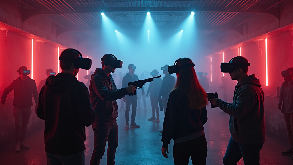 Amigos disfrutando la experiencia realidad virtual zombis de Apocalipsis Zombie en Virtua Barcelona