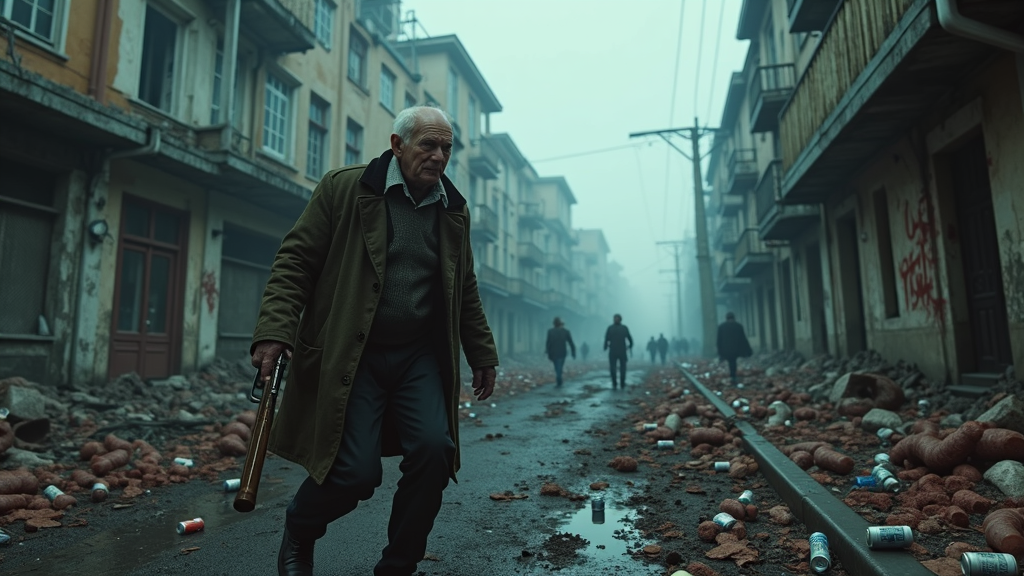 Escena de Evacuation Zone: Tampere VR mostrando al protagonista en un entorno urbano destruido para este análisis