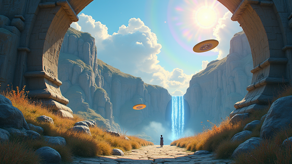 Lanzamiento de disco en un entorno cristalino de Disc Dimension Golf Fantasía VR, destacando su jugabilidad.