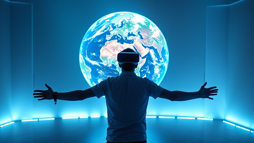 Persona explorando el mundo con Google Earth VR Barcelona en Virtua