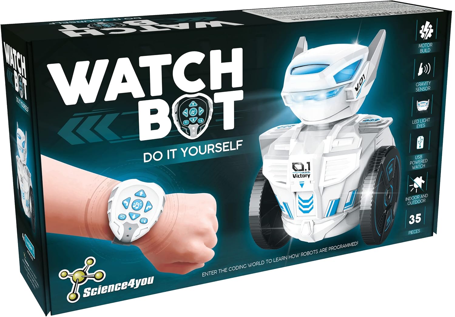 Caja del Science4you Watchbot Robot Clock, un regalo educativo perfecto con enlace a las mejores opiniones y oferta.