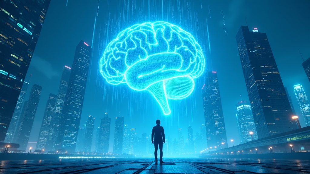 Representación abstracta de redes neuronales y la superinteligencia IA, ilustrando la visión de Sam Altman sobre el futuro laboral.