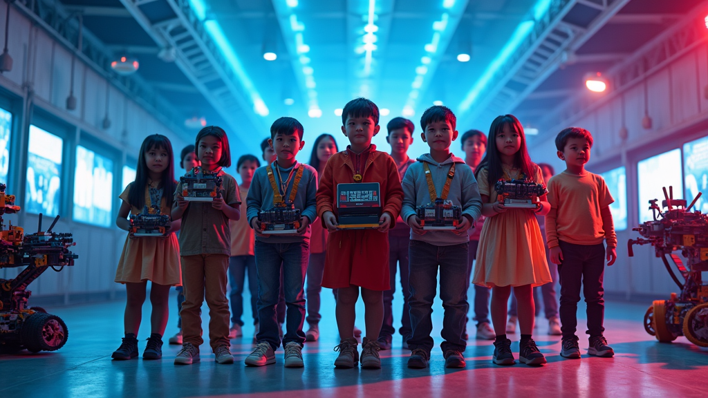 Jóvenes Mazahuas demuestran fortaleza y determinación en la Robótica FLL, simbolizado por un tigre.