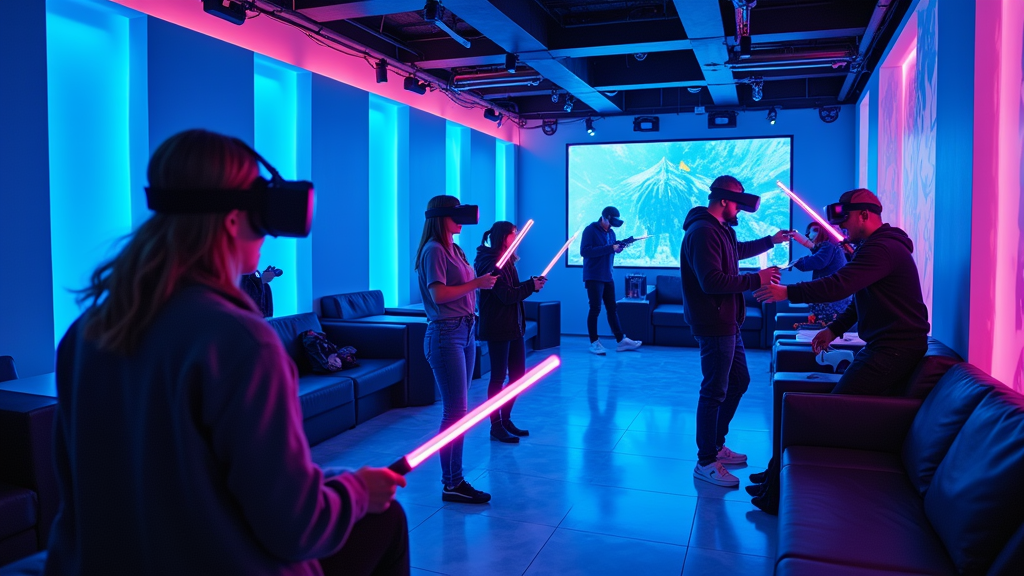 Niño con gafas VR explorando mundos virtuales en una de nuestras experiencias VR Barcelona para familias
