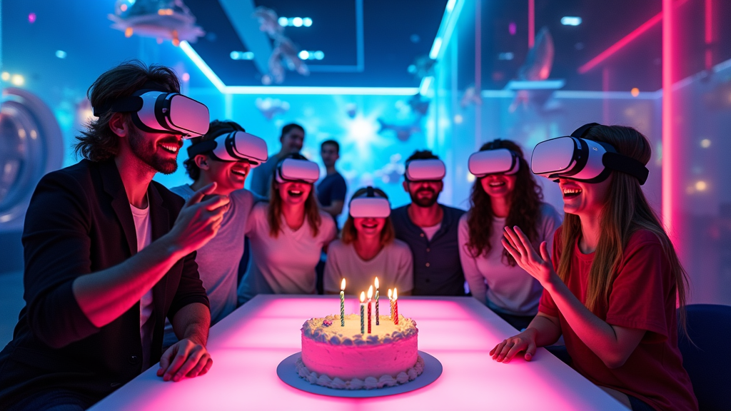 Tarta de celebración personalizada para un cumpleaños realidad virtual Barcelona en Virtua Barcelona, lista para los invitados