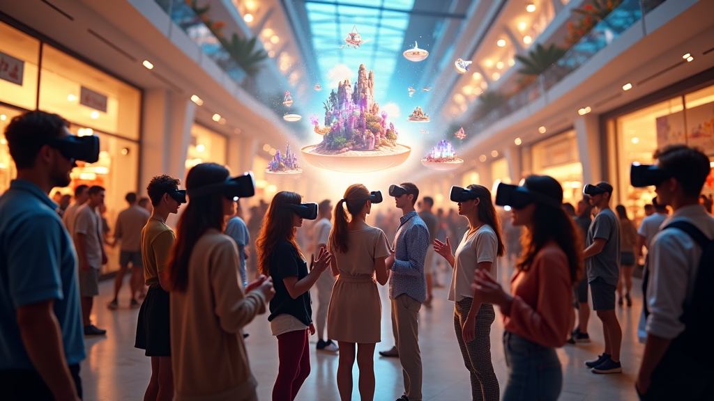 Participantes disfrutando de la experiencia VR en el Mirador de Cuenca con gafas de realidad virtual.