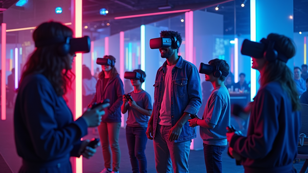 Niños divirtiéndose con Beat Saber, una de las experiencias realidad virtual Barcelona más populares para familias en Virtua.