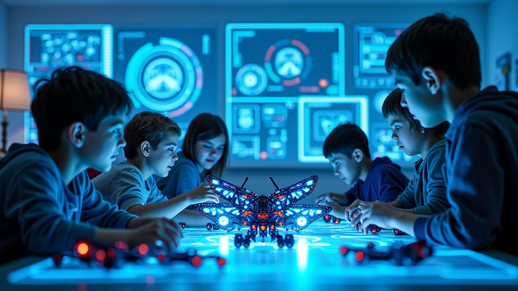 Jóvenes estudiantes participando activamente en un taller de robótica en el Espai Maker La Llavor Robótica.