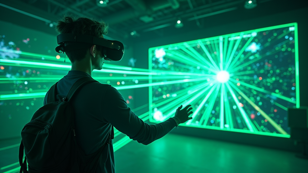 Vista frontal del visor Meta Quest 3S Xbox Edition mostrando su diseño en negro y verde.