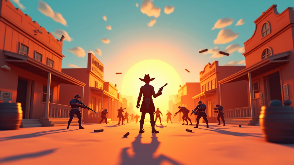 Acción y tiroteos en PolyClassic Wild VR Arcade, un shooter del Oeste.