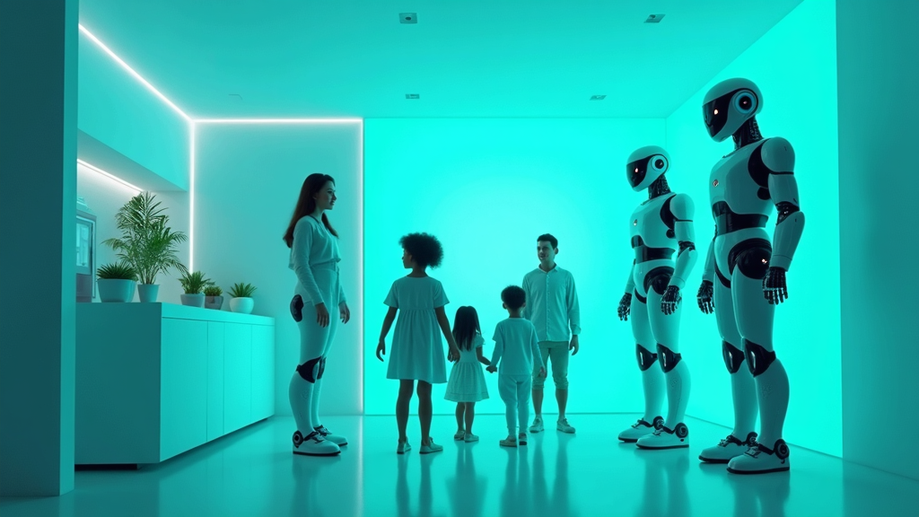 Ilustración conceptual de la disrupción tecnológica y sus debates, como la IA revolución robótica doméstica