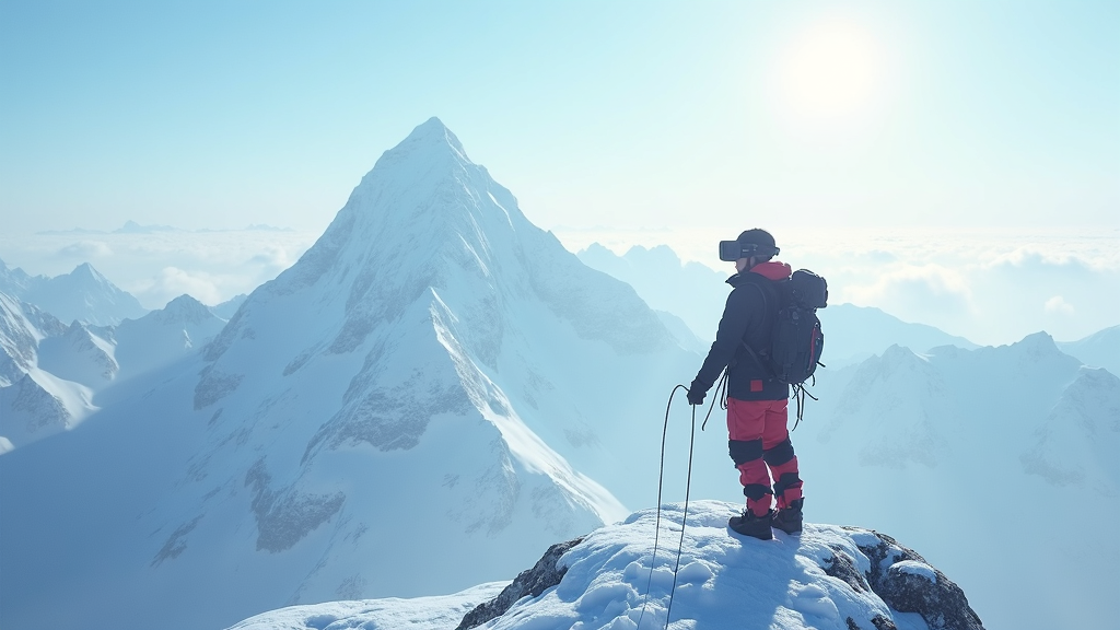 Equipo completo para escalar el Everest en realidad virtual en Virtua Barcelona