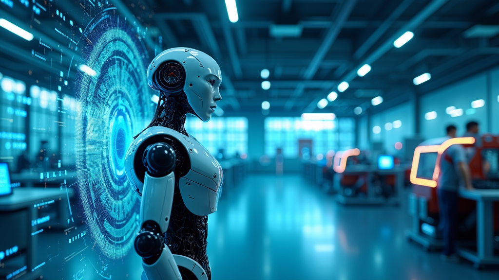 Representación conceptual de la IA física y robótica, ilustrando la colaboración Samsung NVIDIA Skild AI IA Física en el desarrollo de robots avanzados.