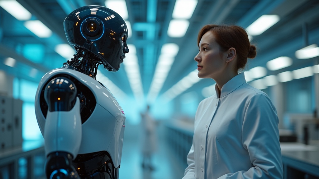 Brazo robótico colaborativo trabajando junto a un operario en una línea de montaje, demostrando la confianza en la colaboración humano-robot.