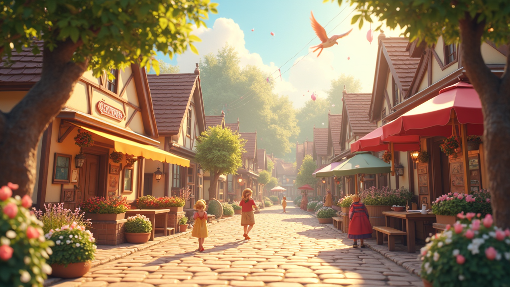 Un adorable personaje koala interactuando con el jugador en el Wall Town Wonders simulador vida VR.