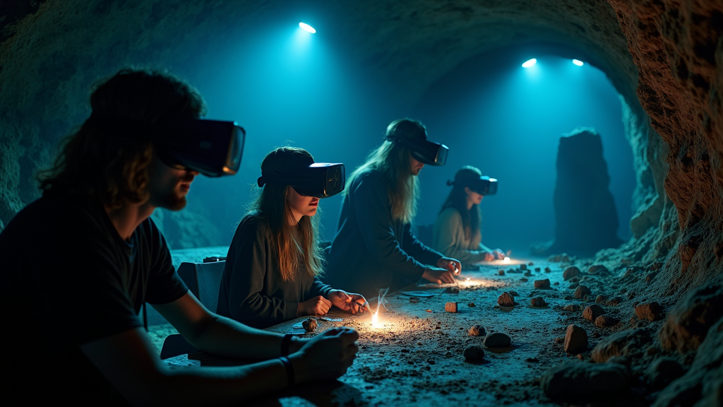 Vista inmersiva del interior de la mina mexicana en el escape room de realidad virtual extremo JUMPERS.