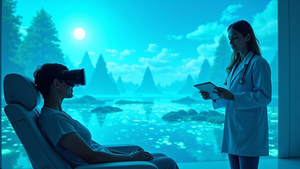 Profesional sanitario revisando datos de un estudio clínico sobre Realidad Virtual San Juan de Dios