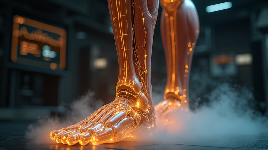 Visión artística del futuro de las prótesis biónicas, mostrando una integración armónica entre tecnología y el cuerpo humano.