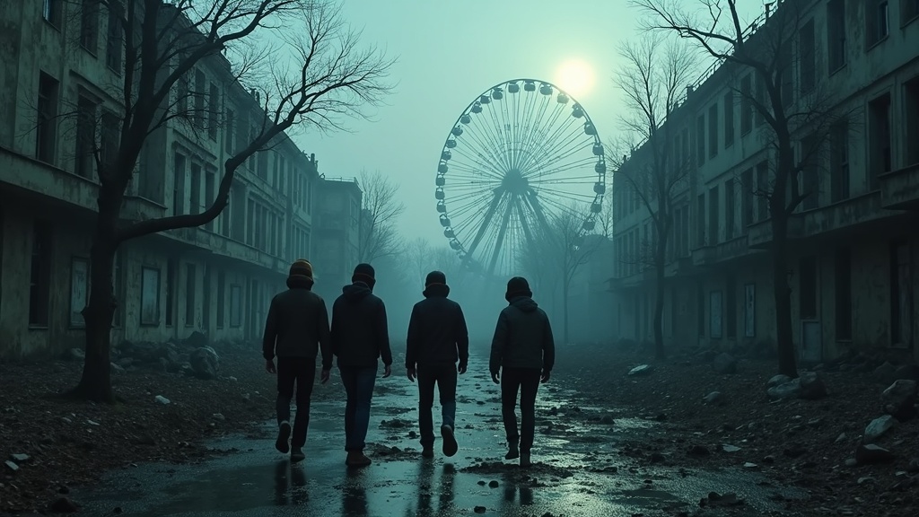 Equipo celebrando tras completar con éxito el desafío del escape room VR Chernobyl en Virtua Barcelona.