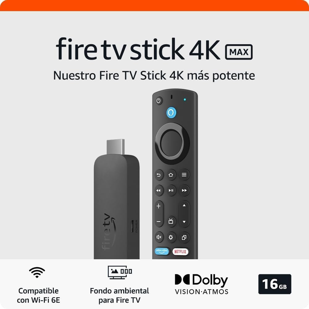 El dispositivo Fire TV Stick 4K Max con su mando por voz Alexa