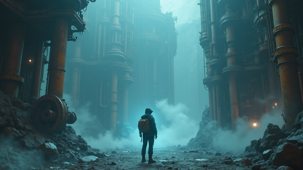 Vista panorámica de la arquitectura steampunk de Firmament, un elemento clave en nuestro análisis de sus puzzles visuales.