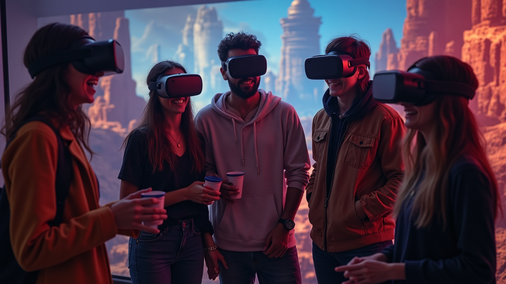 Equipo trabajando en equipo en el escape room realidad virtual Barcelona de Virtua